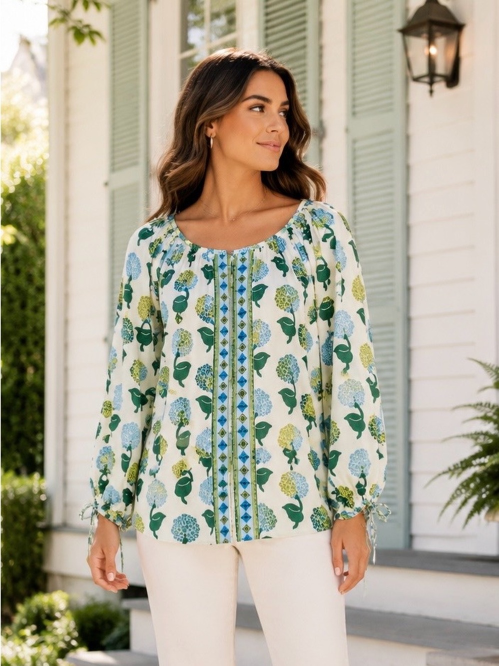 Clara The Label Briar Blouse Blossom Floral Peasant Top M MSRP $154